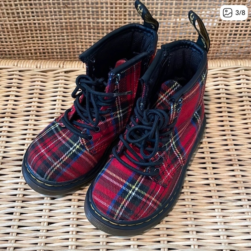 DR. MARTENS 1460 STEWART TARTAN PLAID BOOTS Toddler